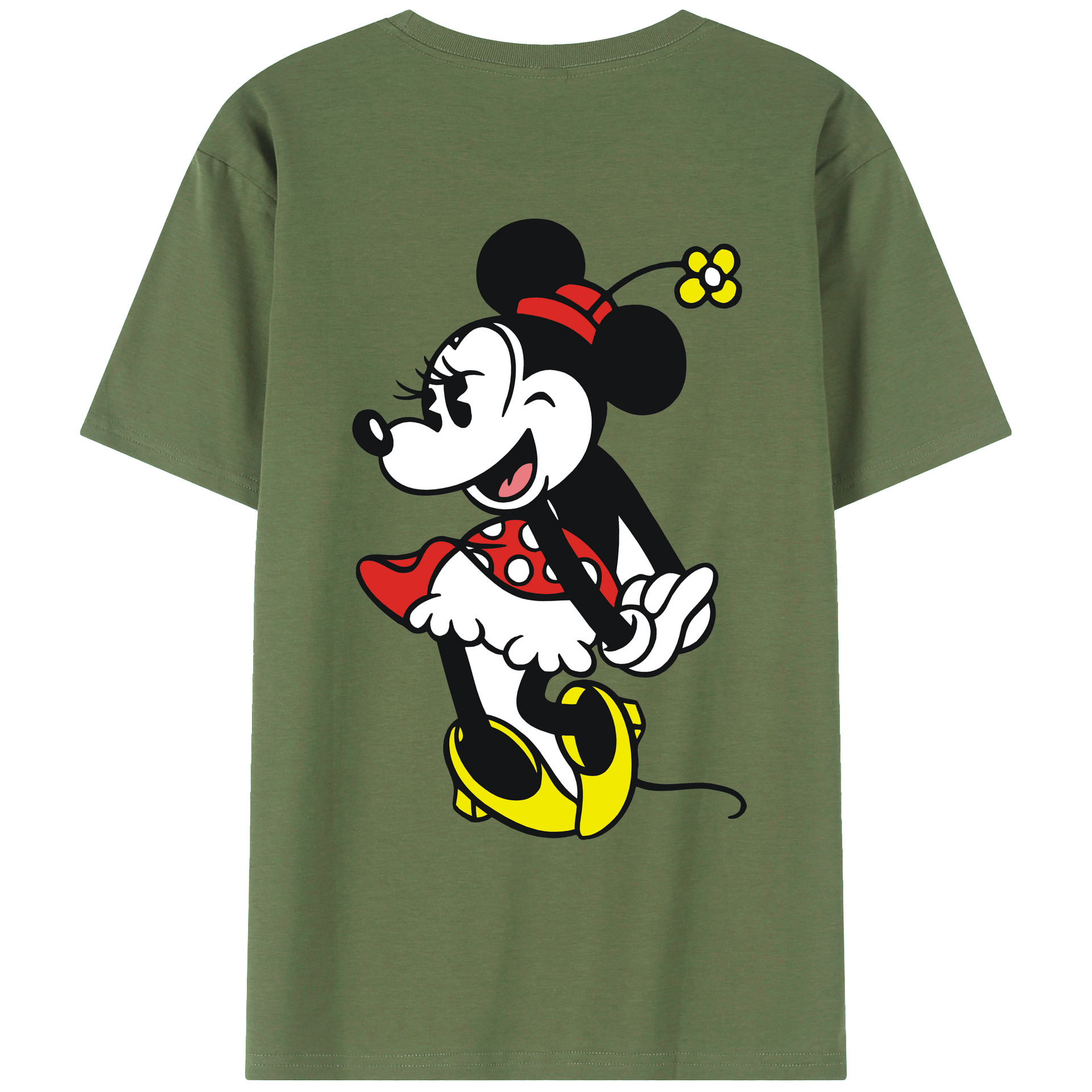 ミッキーマウス Mickey Mouse 綿100％ メンズ半袖Tシャツ（バックプリント） 通気性